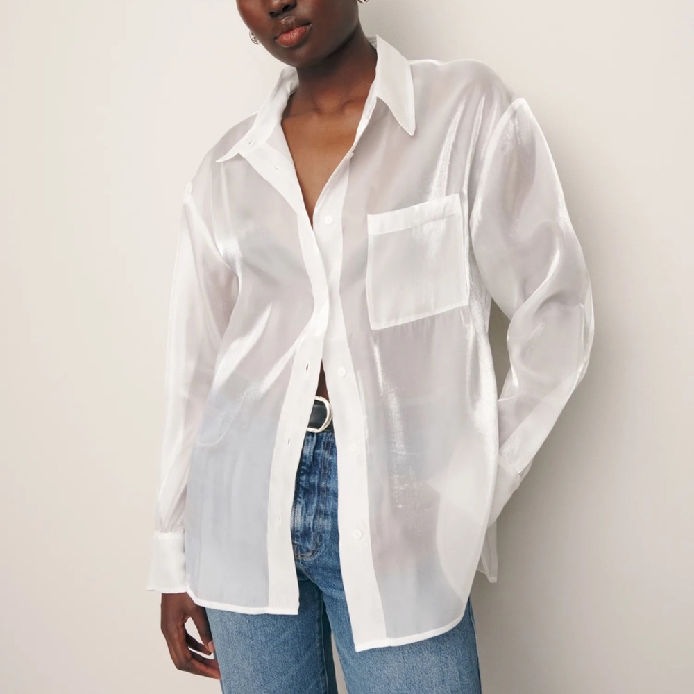 Reformation White Button Down Shirt